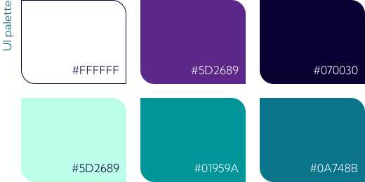 Primary colour palette for the website