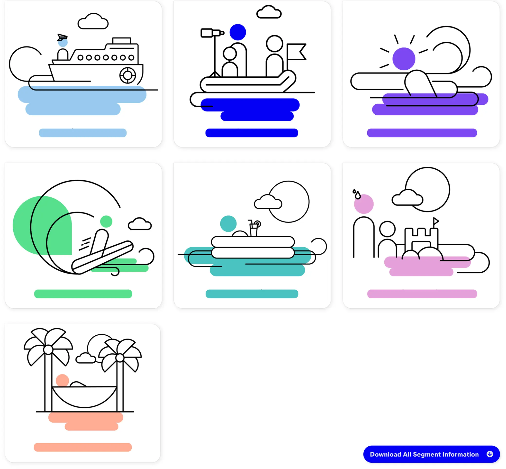 Card layout of all segments from the research.